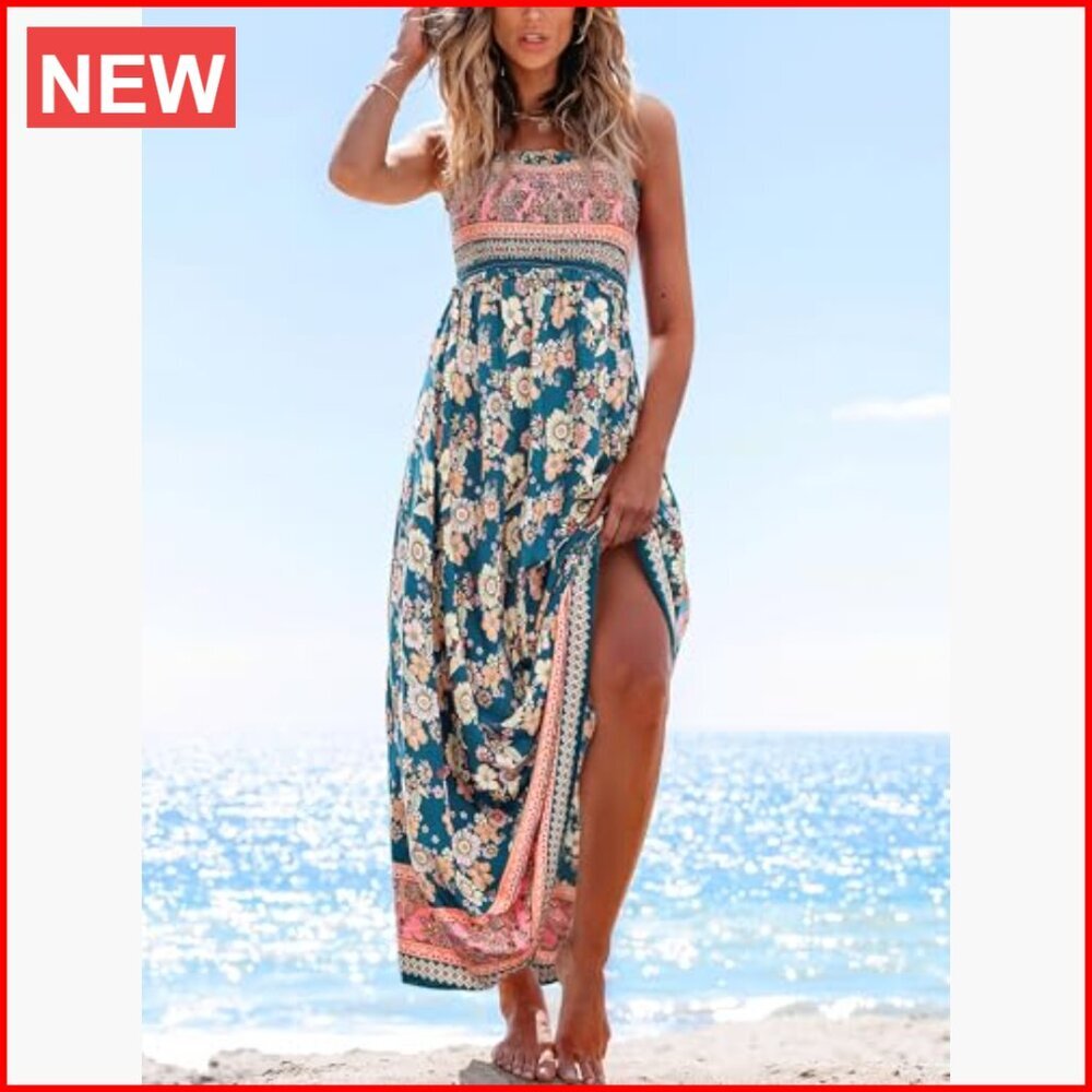 Rayon Maxi Dress with Spaghetti Straps, Smocked and Ruffled - Picture 6 of 7